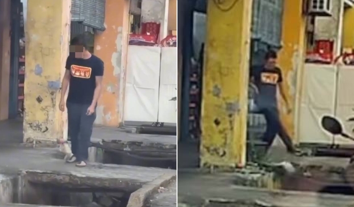 Sampai 2 Kali, Lelaki Pergi Tendang Kucing Masuk Longkang!