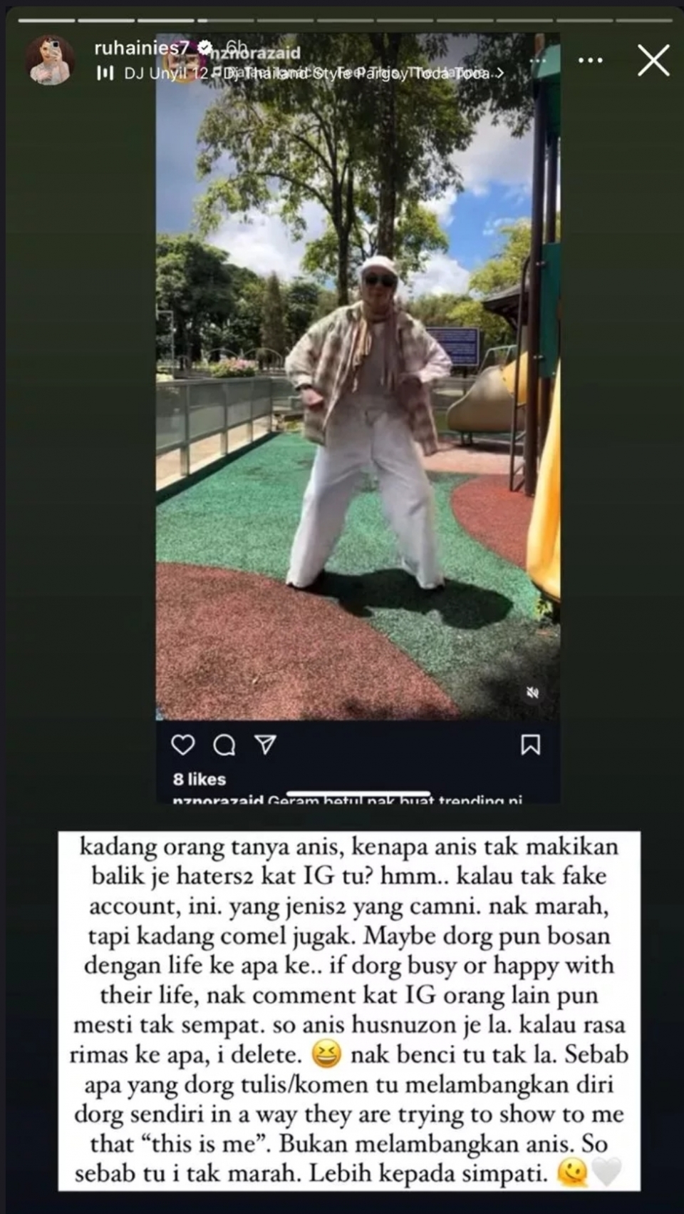 “Orang Tanya Kenapa Tak Maki Balik?,”- Ruhainies Ada Masa ‘Terhibur’ Lihat Komen Haters, Mungkin Bosan Dengan…