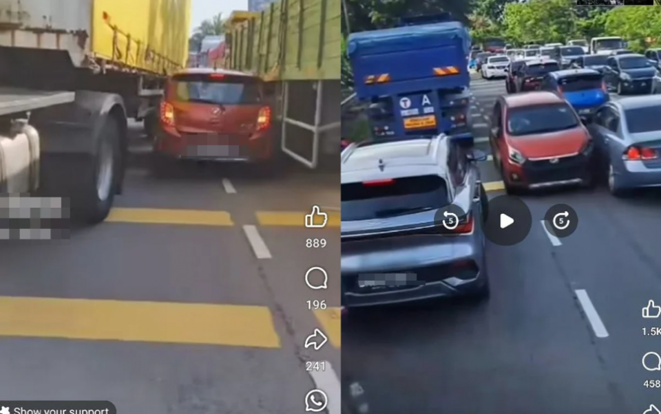 Tular Axia pandu lawan arus, terhimpit dua lori