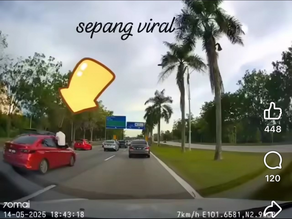 Dua lelaki ditahan, panjat bumbung kereta bergerak