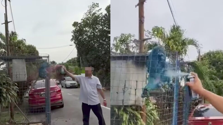 Lelaki tergamak sembur cat biru pada monyet