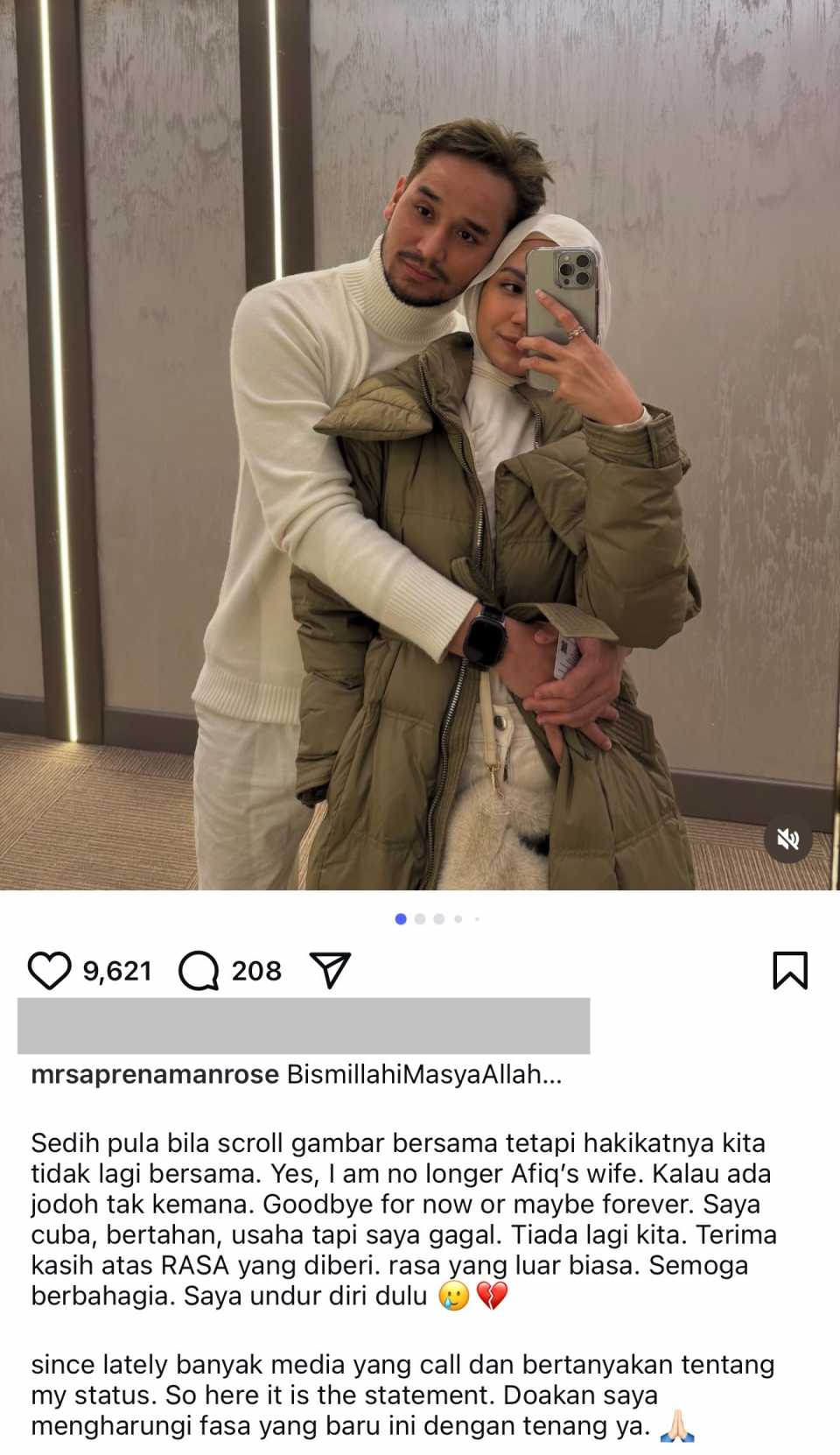 I am no longer Afiq’s wife