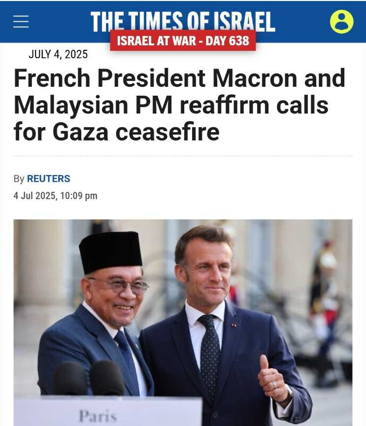 Malaysia & Perancis Sama2 Komited Terhadap Penderitaan Gaza