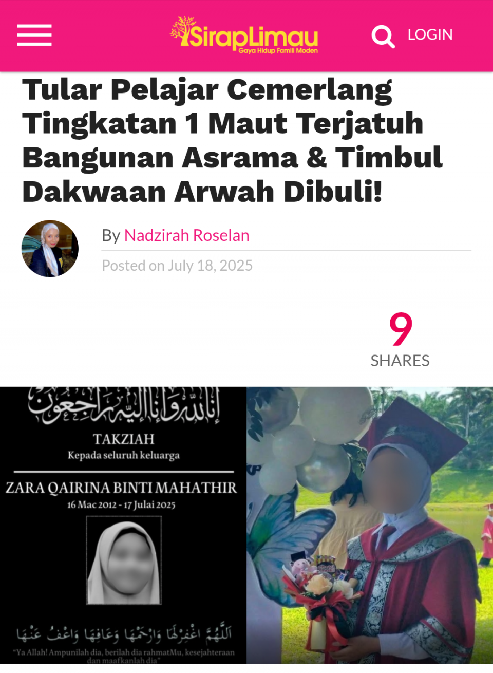 Pelajar tingkatan 1 maut jatuh bangunan tingkat 3 asrama, timbul dakwaan dibuli