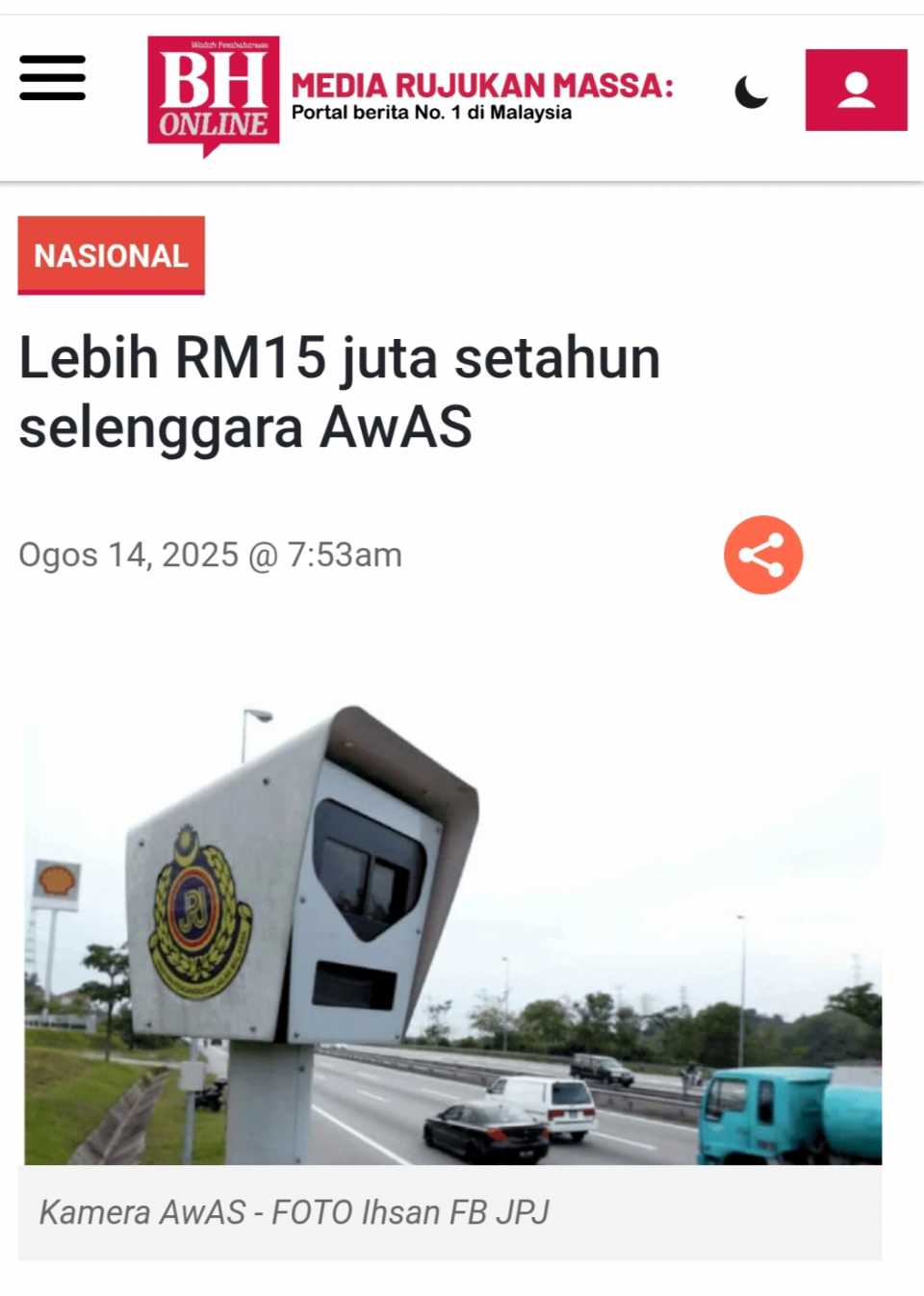 Kos 15 juta setahun selenggara AWAS