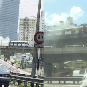 Gerabak Tren LRT Terbakar Berhampiran Stesen LRT Setiawangsa dan Universiti