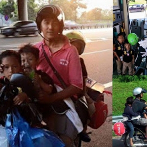 Sepang Ke Pulau Pinang: Bapa Bonceng 3 Anak Naik Motosikal