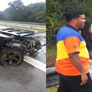 Lamborghini Terbabas, Lelaki Pangkat Datuk Dan Pekerja Cedera