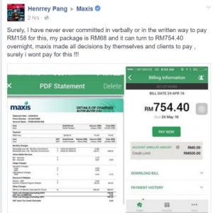 Lagi Pelanggan Maxis Mengamuk, Pelan RM68 Jadi RM754!