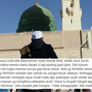 "Saya Malu Ayah Kerja Bawa Teksi, Kalau Hantar Sekolah Suruh Berhenti Jauh-Jauh"