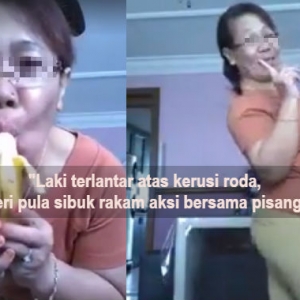 Makcik Tua Gayut 'Merenyam' Dengan Pisang Buat Netizen Meluat