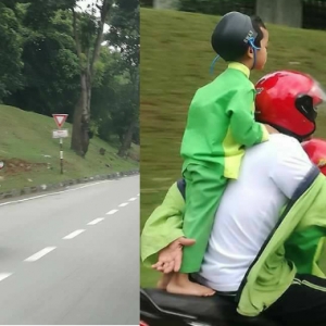 "Bodoh Simpan Sikit Woi"- Netizen Berang Bapa Biar Anak Berdiri Atas Motor