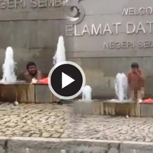 Lelaki Selamba Mandi Telanjang Dalam Kolam Air Pancut Di Dataran Seremban