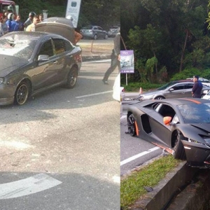 Remaja 16 tahun Pandu Lamborghini Rempuh Kereta, 'Terbang' Ke Pembahagi Jalan