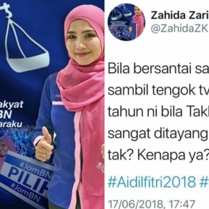 "Alahai Kak... Takbir Raya Aidilfitri Memang Sekejap Je" Netizen Selar Tweet Puteri Umno Ini