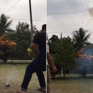 "Dah Tua Tapi Bingai" - Netizen Kecam Pakcik Pukul Mercun Dengan Kayu Golf