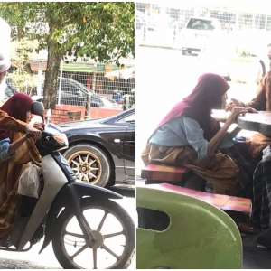 "Sebak Tengok ,"- Anak Soleh Bawa Ibu Uzur Keluar Makan, Suap Dengan Penuh Kasih Sayang