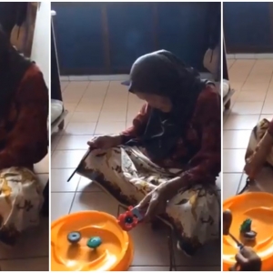 Telatah Nenek Comel Lawan Beyblade Dengan Cicitnya Buat Netizen Terhibur