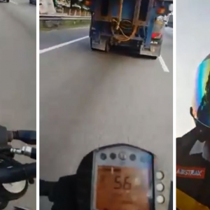 'Tak Sayang Nyawa Ke?' - Aksi Berani Mati Tunggang Motosikal Bawah Treler