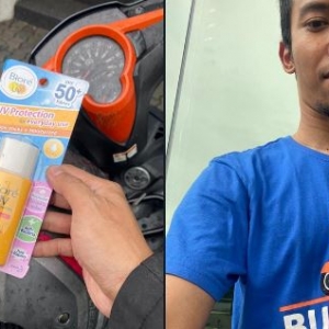 Rider Penghantar Barang Tak Sangka Dapat Hadiah Sunscreen, "Ada Juga Yang Ambil Berat"