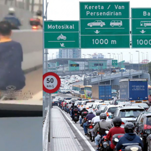 Wanita Berak Tepi Lebuh Raya Johor-Singapura Ketika Trafik Sesak