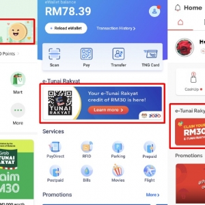 Tebus e-Tunai Rakyat Sebanyak RM30 Secara Percuma, Ikuti Langkah Berikut