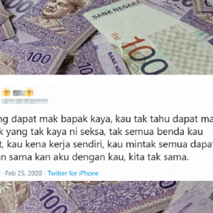 "Seksa, Tak Semua Benda Kau Dapat" - Remaja 'Komplen' Dapat Parent Tak Kaya