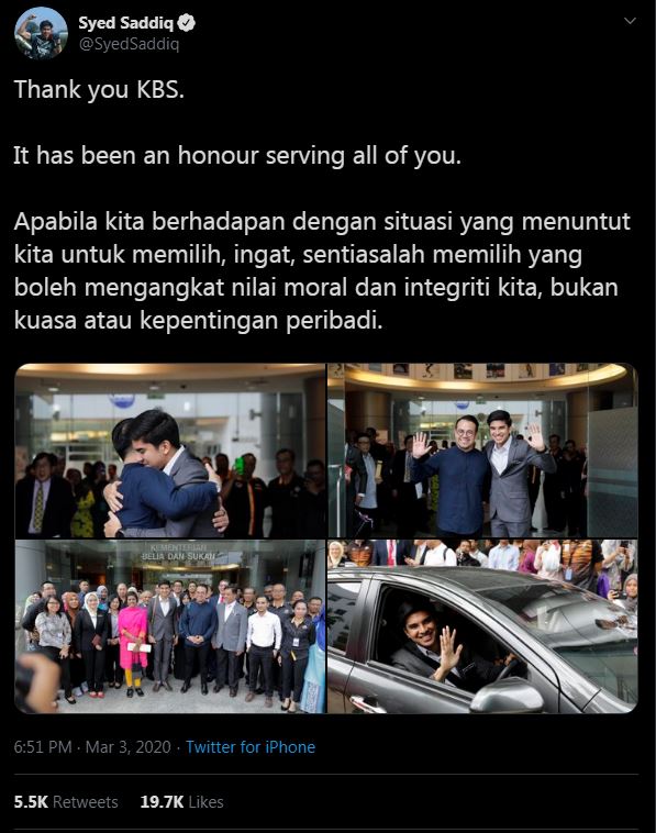 Terima Kasih Kbs Syed Saddiq Isu Semasa Semasa Forum Cari Infonet