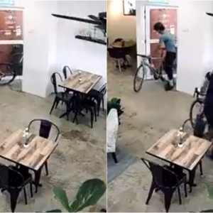 Dah Kenapa Bawa Masuk Basikal Ke Dalam Kafe?