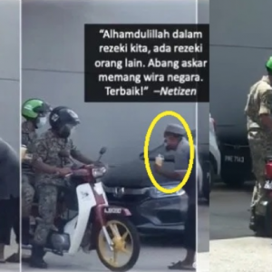 Dah Hulur Minuman, Dua Abang Askar Patah Balik Risau Pakcik Kelaparan