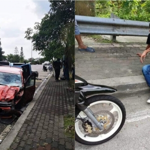 Myvi Rempuh Van Sampai Terbalik, Pemandu Cuba Larikan Diri Tapi Berjaya Ditahan