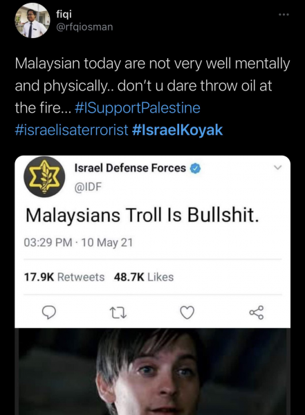 Israel malaysia troll