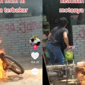 Sedihnya Tengok Motosikal Hangus, Sempat Selamatkan Beras Je