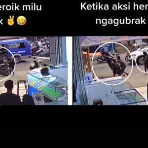 Nak Tolong 'Awek' Jatuh Motor, Sekali Motornya 'Terbang'