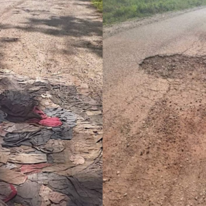 Jalan Berlubang Di Kelantan Ditampal Guna Baju Bundle, "Mana YB?"