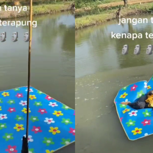 Netizen Pelik Gadis Terapung Atas Air Guna Tikar Je!