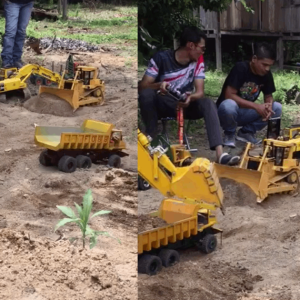 "Projek ECRL Ke Bang," Sekumpulan Lelaki Main Kenderaan Kawalan Jauh Ala-Ala Bob The Builder