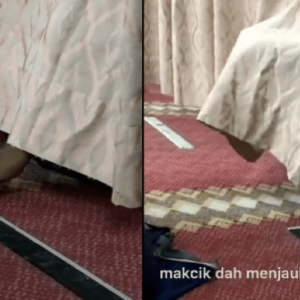 Tangan Lelaki Merayap Masuk Dan Mahu Mengintai Saf Perempuan.