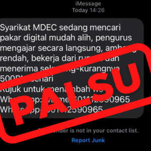 MDEC Tak Hantar SMS Tawar Kerja Kosong