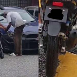 Pemuda Beri Selipar Pada Warga Emas, Sanggup Naik Motor Pakai Stoking Saja