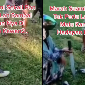 Marah Sungguh, Isteri Bawa Parang Potong Kasut Bola Suami Di Padang Depan Kawan-Kawan