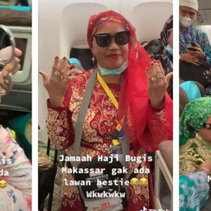 Sakan Hajah-Hajah Buang Jubah Usai Ibadat Haji, Dah Macam 'Fashion Show' Dalam Kapal Terbang Tu!