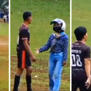 Selamba Terjah Padang Ketika Perlawanan Bola Sepak 'Tarik' Teman Lelaki Pulang