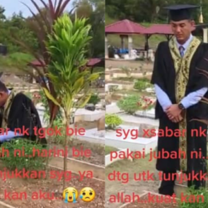 "Bie Datang Untuk Tunjukkan Kepada Sayang,"-Lelaki Ziarah Kubur Isteri Pakai Jubah Konvo