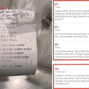 Pelanggan Ugut Bagi Rating Rendah Kalau Tak Dapat Sos Thai Percuma