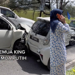 "Perjumpaan Keluarga Ke Tu, Semua Driver Perempuan?" Empat Myvi Putih Kemalangan Serentak Undang Komen Lucu Netizen