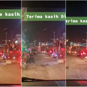 Pemuda Dapat Pujian Terjun Lori PAS Alih Papan Tanda, Risau Ambulans Tak Boleh Lalu