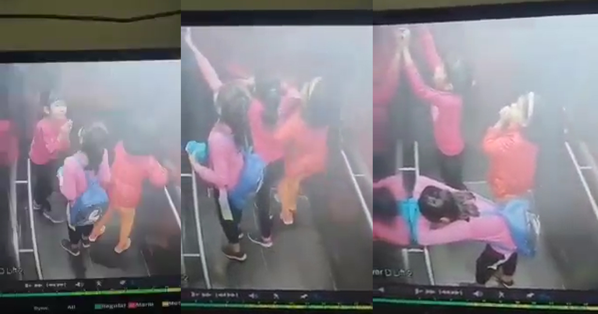 3 Kanak-kanak Perempuan Panik Terperangkap Dalam Lif