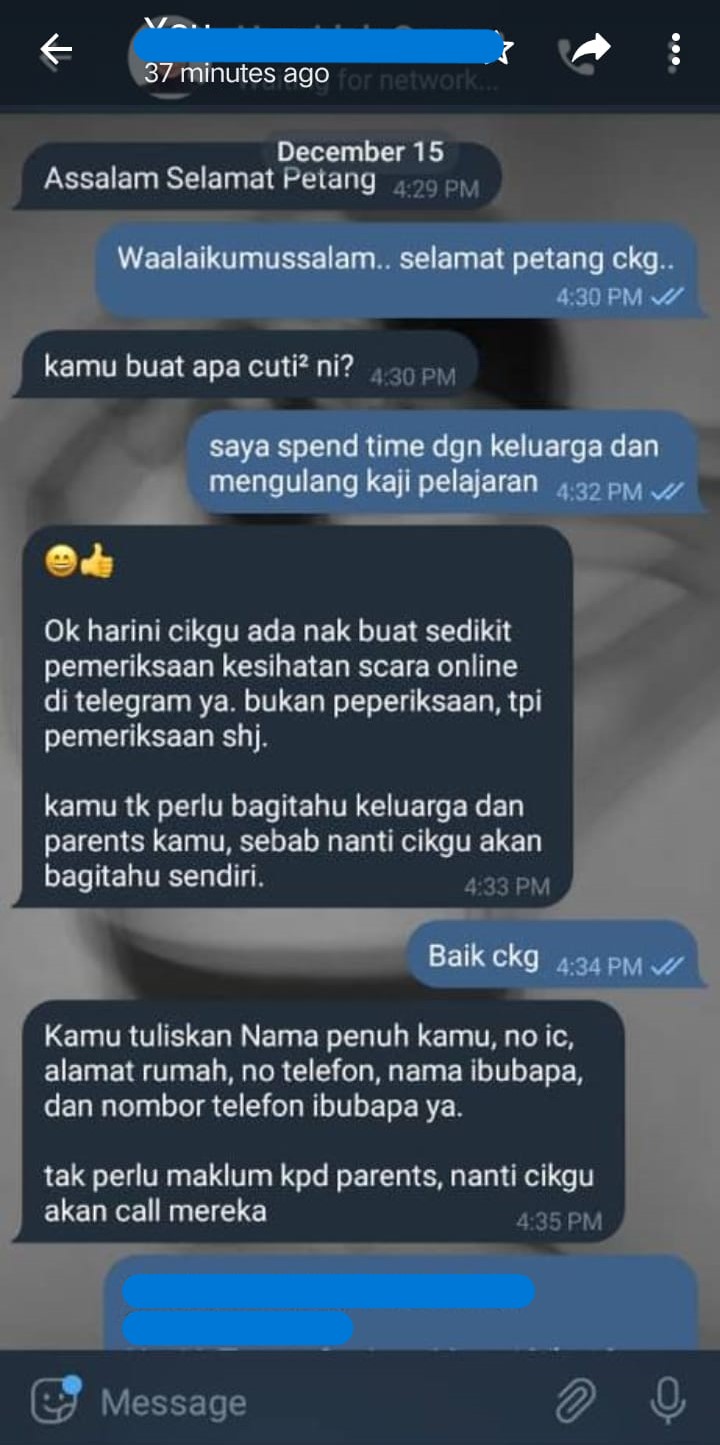 Hack Telegram Guru , Individu Menyamar Jadi Doktor Minta Gambar Bogel