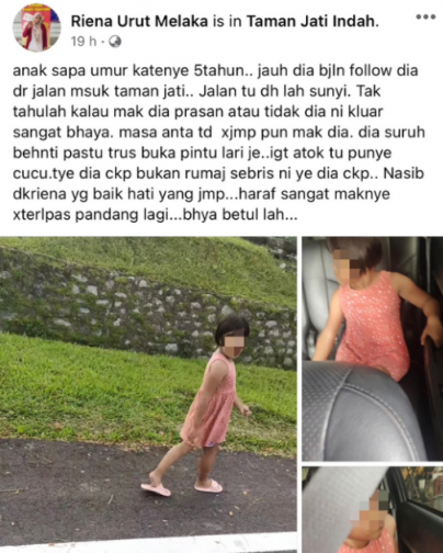 Budak Perempuan Lima Tahun Merayau Rayau Seorang Diri Di Melaka Main Masuk Je Dalam Kereta